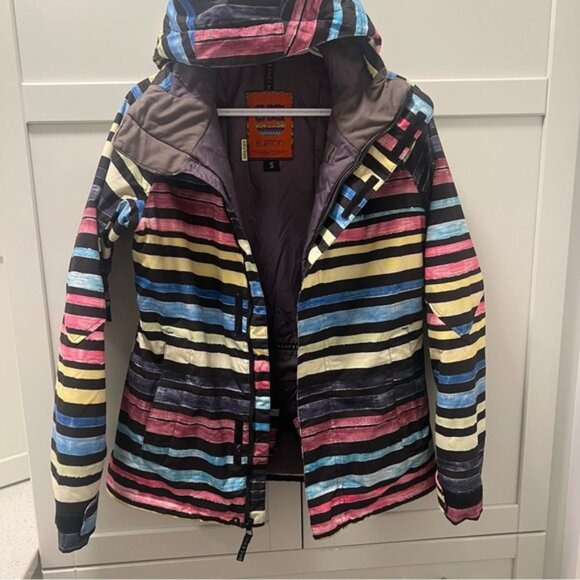 BURTON Striped Multicolor Snowboard Ski Jacket -Lots of Features! Sz Small - Picture 10 of 16